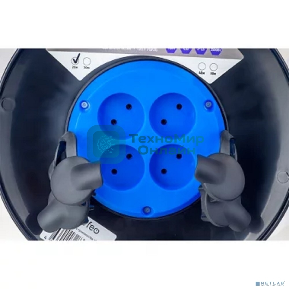 Удлинитель на катушке без заземления PERFEO RU POWER 30м 4гн 16А ПВС 2х1,5 IP44 (РБК16).