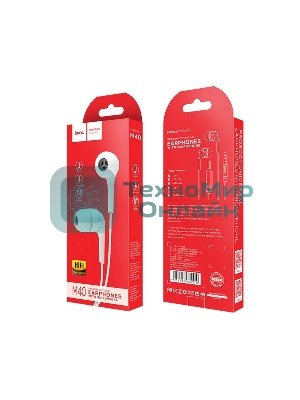Проводные наушники Hoco M40 белый, внутриканальные, Jack 3.5 мм