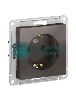 Механизм розетки 1-м СП AtlasDesign с заземл. 16А мокко SchE ATN000643