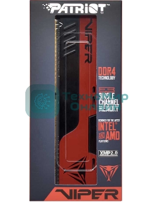 Оперативная память Patriot Viper Elite II, DDR4, 16GB (1x16 GB), 3200 MHz, CL18, DIMM, радиатор, красный, черный