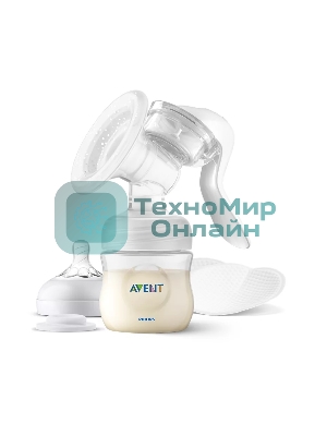 Ручной молокоотсос Philips SCF430/10. В комплекте: 1 ручной молокоотсос, соска серии Natural, фиксирующее кольцо, крышка для транспортировки