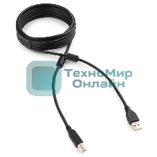 Кабель Gembird/Cablexpert USB 2.0 Pro, AM/BM, 4.5м, экран,2феррит.кольца, черный, пакет