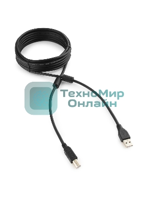 Кабель Gembird/Cablexpert USB 2.0 Pro, AM/BM, 4.5м, экран,2феррит.кольца, черный, пакет