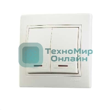 Выключатель 2-кл. СП Мира 10А IP20 с подсветкой крем./крем. LEZARD 701-0303-112