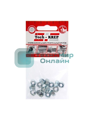 Гайка самоконтрящаяся М6 цинк. DIN 985 (уп.16шт) пакет Tech-Krep 103031