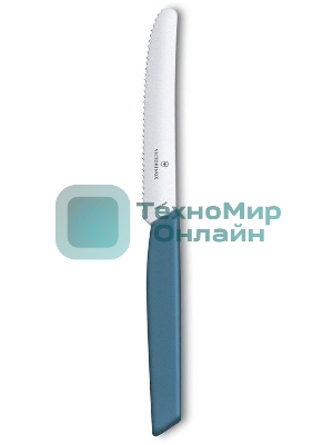 Нож кухонный Victorinox Swiss Modern (6.9006.11W2) стальной столовый для томатов лезв.110мм серрейт. заточка синий