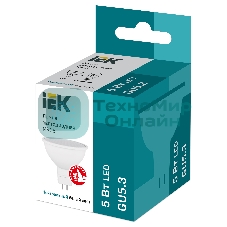 Лампа cветодиодная IEK LLE-MR16-5-230-40-GU5 ECO MR16 софит 5Вт 230В 4000К GU5.3