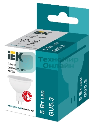 Лампа cветодиодная IEK LLE-MR16-5-230-40-GU5 ECO MR16 софит 5Вт 230В 4000К GU5.3