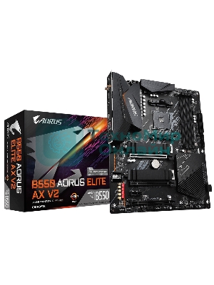 Материнская плата GIGABYTE B550 AORUS Elite AX V2, AM4, AMD B550, 4xDDR4, 4xSATA, 2xM.2, 1xPCIe 4.0 x16, 2xPCIe 3.0 x1, 1xDP, 1xHDMI, 1x2.5Gb LAN, Wi-Fi 6, Bluetooth 5, 2xUSB-A 10Gbps, 3xUSB-A 5Gbps, 2xUSB-A 2.0, 1xUSB-C 5Gbps, 5x3.5 мм, 7.1, ATX