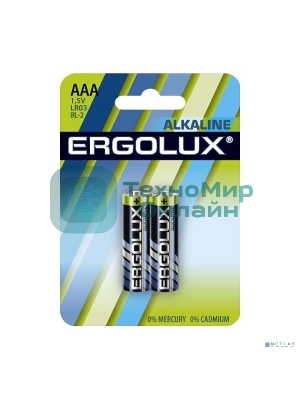 Элемент питания алкалиновый Ergolux LR03 BL-2 1.5В Alkaline (блист.2шт)