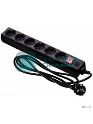 Сетевой фильтр Buro 600SH-16-1.8-B 1.8 м, 6 розеток, черный, коробка