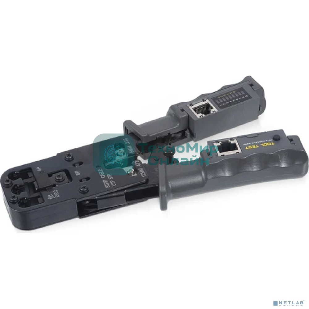 Инструмент для обжима проводников Cabeus, RJ-45, RJ-12, RJ-11, с тестером, 3 в 1, (HT-2010NT (HT-022))