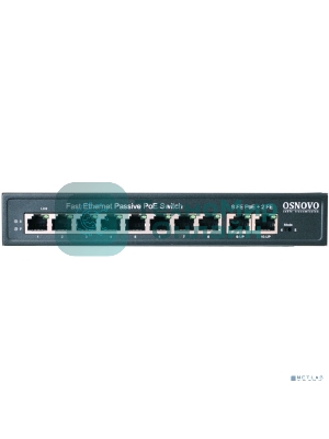 Коммутатор Passive PoE OSNOVO SW-21000/A(120W), 8*10/100 Base-T+ 2*10/100 Base-T Uplink, до 30W на порт