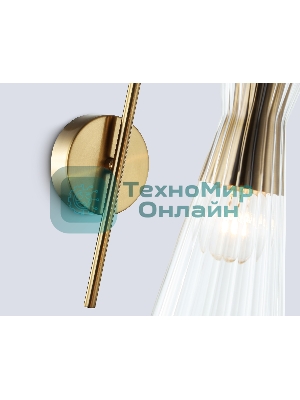 Настенный светильник Ambrella light LH55705 BS/CL латунь/прозрачный E14 max 40W 220*90*300
