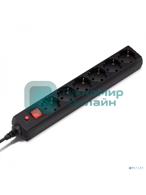 Сетевой фильтр Buro 600SH-16-1.8-B 1.8 м, 6 розеток, черный, коробка