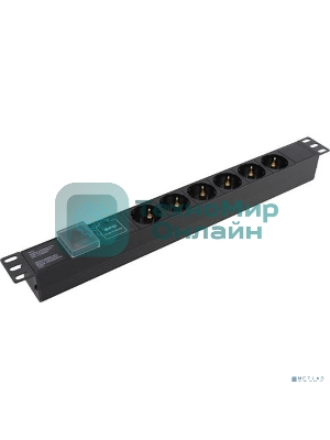 Блок розеток горизонтальный ExeGate ServerPro PDU-19H607 Al-6S-C14-SW-SPD1, 19