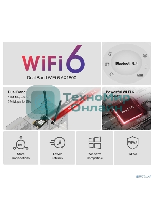 Двухдиапазонный беспроводной адаптер Mercusys MA70XE PCI-Express Wi-Fi с Bluetooth