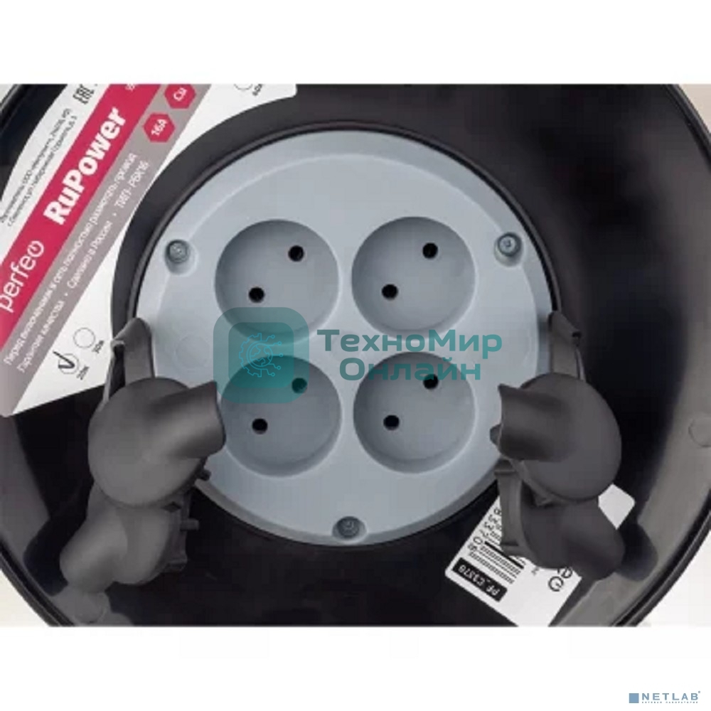 Удлинитель на катушке без заземления PERFEO RU POWER 40м 4гн 16А ПВС 2х2,5 IP44 (РБК16).
