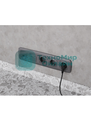 Комплект механизма компьютерной розетки RJ-45 экранированной с автоматической защитной шторкой OMEGA Антрацит серый QUANT (OP6620, VM185) MO662005