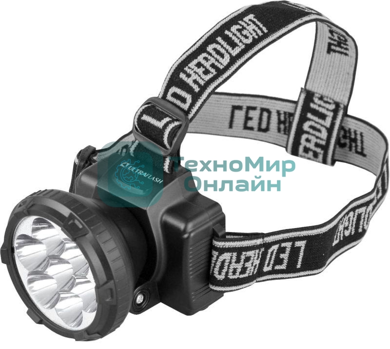 Фонарь ULTRAFLASH LED5362налобн аккум 220в черный 7led 2 реж пласт бокс