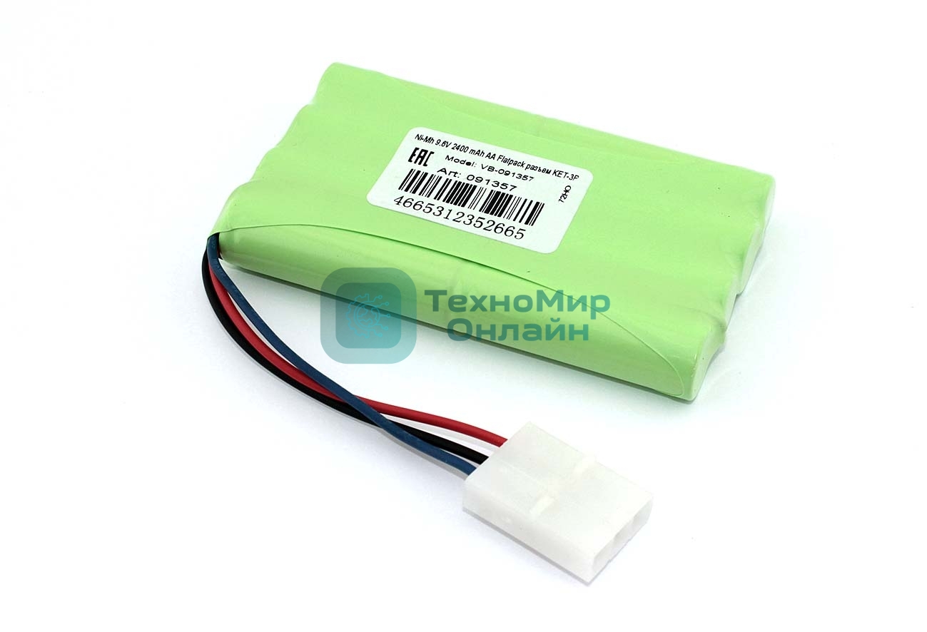 Портативный аккумулятор Ni-Mh 9.6V 2400 mAh AA Flatpack разъем KET-3P (4+4)