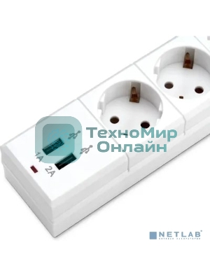 Сетевой фильтр Buro BU-SP1.8 USB 2A-W 1.8 м, 6 розеток, белый, коробка