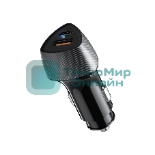 Автомобильное зарядное устройство с двумя портами Rexant (USB-A QC 3.0 + USB-C PD) со световой индикацией, 51Вт, черное