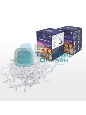 Гирлянда Neon-night Айсикл (бахрома) светодиодный, 2,4х0,6м, эффект мерцания, белый провод, 230 В, диоды синие, 88 LED