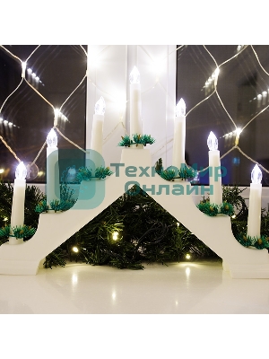 Новогодняя горка Neon-night 7 свечек, цвет корпуса: белый, цвет свечения: теплый белый