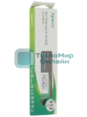 Накопитель SSD Apacer AS2280P4U, 512Gb, PCIe 3.0 x4, M.2 2280, NVMe, R/W 3500/2300
