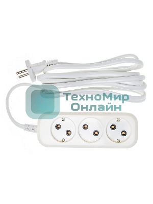 Сетевой удлинитель Buro BU-PSL3.3/W 3 м (3 розетки) белый (пакет ПЭ)