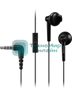 Проводная гарнитура Panasonic RP-TCM55GC-K черный, вкладыши, микрофон на кабеле, разъем Jack 3.5 мм
