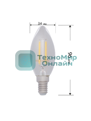 Лампа светодиодная филаментная Rexant Свеча CN35 7.5 Вт 600 Лм 4000K E14 прозрачная колба