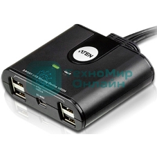 Переключатель, электрон., USB, 2 User > 2 устройства + клавиатура + мышь, 2 USB A-тип > 4 USB A-тип, Male > Female, со встроен. шнурами 2х1.2м., (USB 2.0) 2 PORT USB PERIPHERAL SWITCH.