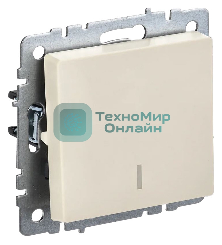 Выключатель 1-кл. СП BRITE ВС10-1-1-БрКр 10А с инд. беж. IEK BR-V10-1-10-K10