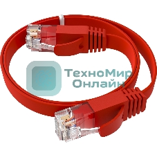 Патч-корд GCR PROF плоский прямой 2.0m, UTP медь cat.6, красный, 30 AWG, ethernet high speed 10 Гбит/с, RJ45, T568B, GCR-52859