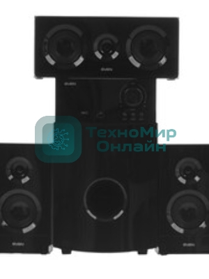 Аудиоколонки SVEN HT-210, черный, акустическая система 5.1, мощность (RMS):50Вт+5x15Вт, Bluetooth, Optical, Coaxial, FM-тюнер, USB/SD, дисплей, ПДУ