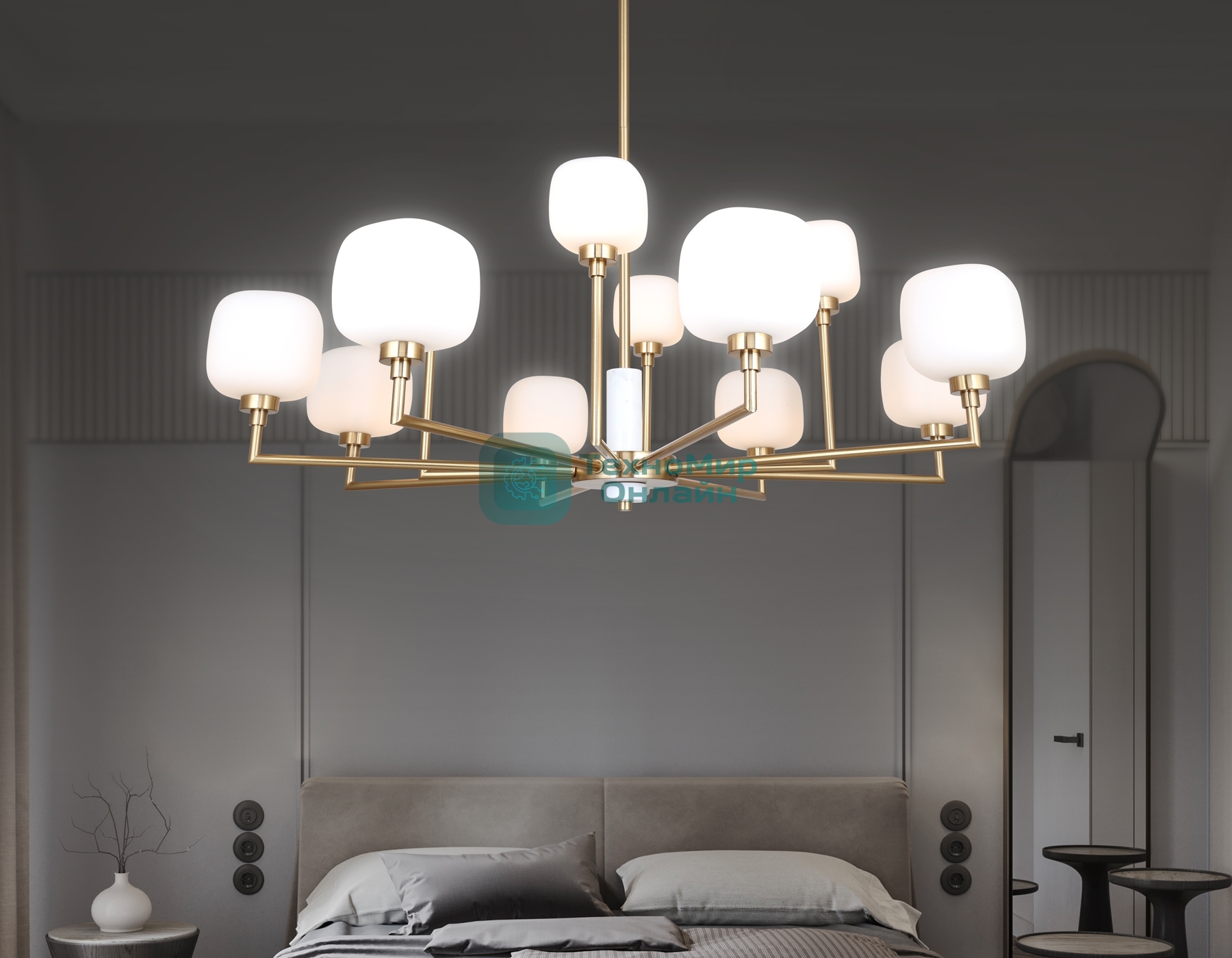 Люстра Ambrella light LH53019/12 BS/FR латунь/белый матовый G9*12 max 40W D910*680