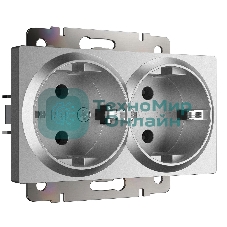 Розетка двойная с заземлением Werkel W1172065 (серебряный матовый)