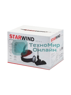 Пылесос Starwind SCB1114 красный/белый, 300/1800 Вт, уборка сухая, пылесборник мешок 2 л