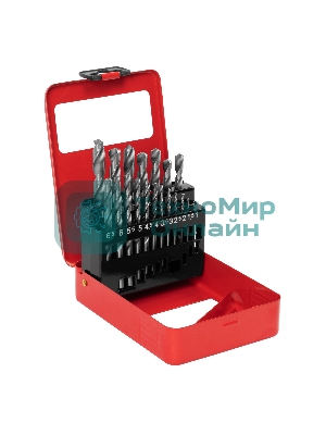 Набор сверл Matrix по металлу 1-10 мм hss 19 шт метал. коробка цил. хвостовик