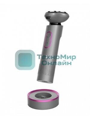 Электробритва BQ SV1008 Gray-Pink. Мощность 5 Вт/Время зарядки 90 минут/Время беспроводной работы 90 минут/Влагозащита IPX6/Электропитание 110-240 В, 50-60 Гц/Ротационная головка бритвы/Мощный мотор/Индикатор заряда батареи/Портативная база для подзарядки/3 насадки в комплекте