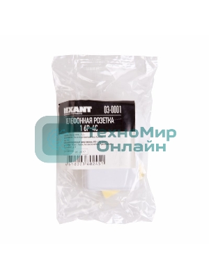 Рoзетка телефонная внешняя Rexant, 1 порт RJ-14(6P-4C), категория 3, (50 шт/уп)