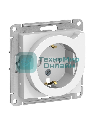 Механизм розетки 1-м СП AtlasDesign с заземл. защ. шторки с выталк. 16А бел. SchE ATN000147