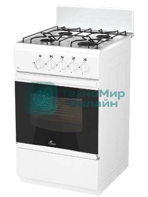 Газовая плита Flama RG 24011 W белый, конфорок 4 шт, духовка 50 л, 50 см x 85 см x 60 см