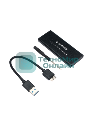 Внешний корпус Gembird EEM2-SATA-1 USB 3.0 для M2 SATA порт MicroB, металл, черный