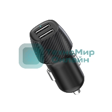 Автомобильное зарядное устройство c двумя портами Rexant (USB-А + USB-A) со световой индикацией, 12Вт, черное