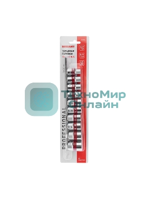Набор торцевых головок Rexant 1/2, двенадцатигранные, CrV, 10 шт., 10-24 мм