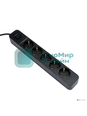 Сетевой фильтр Гарнизон 2.0 EPS-5-B-3 5р, 10А, 3 м, ур.защиты 2+, черный, пакет (21443)