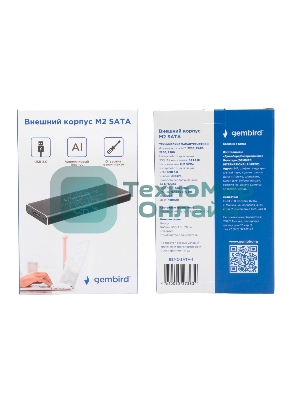 Внешний корпус Gembird EEM2-SATA-1 USB 3.0 для M2 SATA порт MicroB, металл, черный